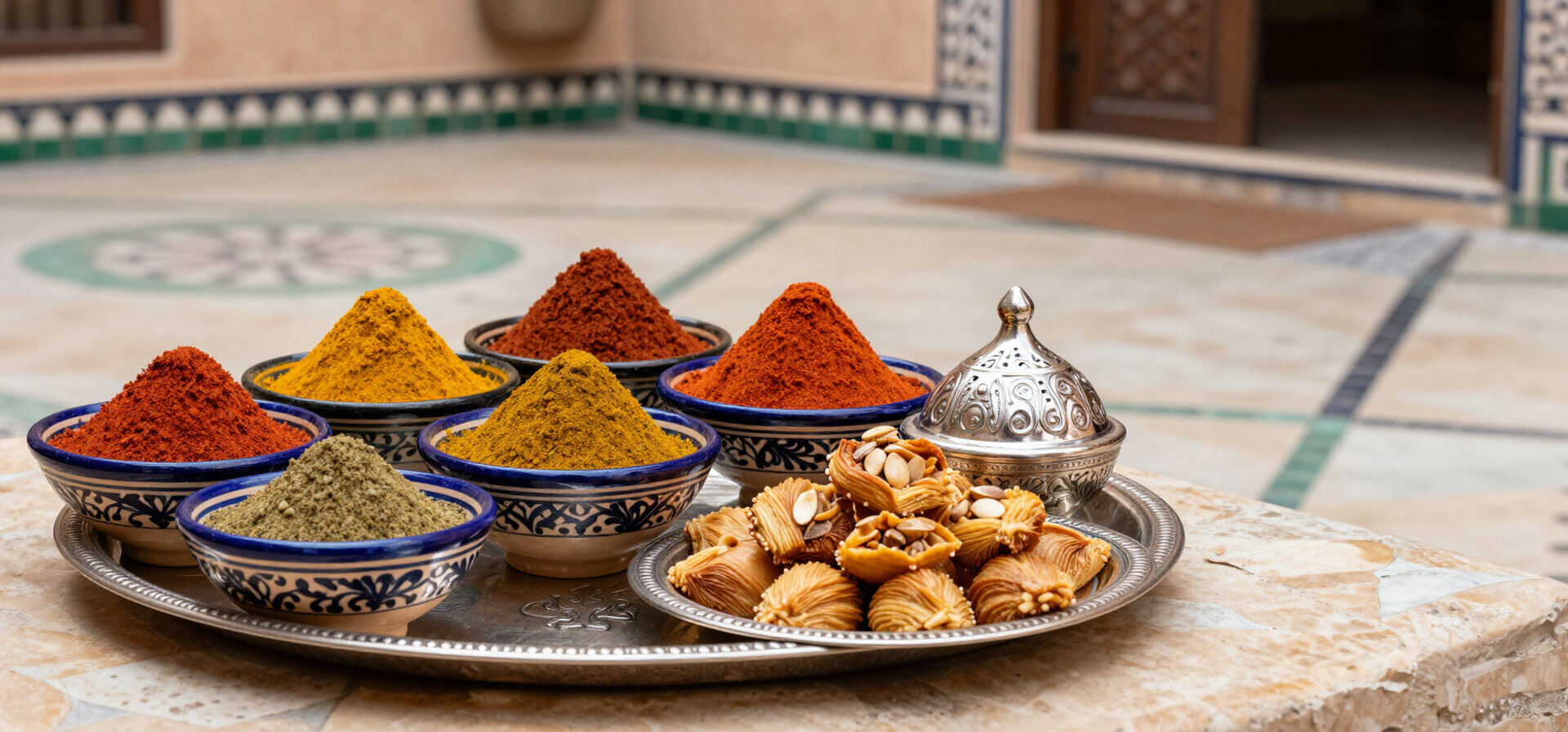 Épices et pâtisseries marocaines