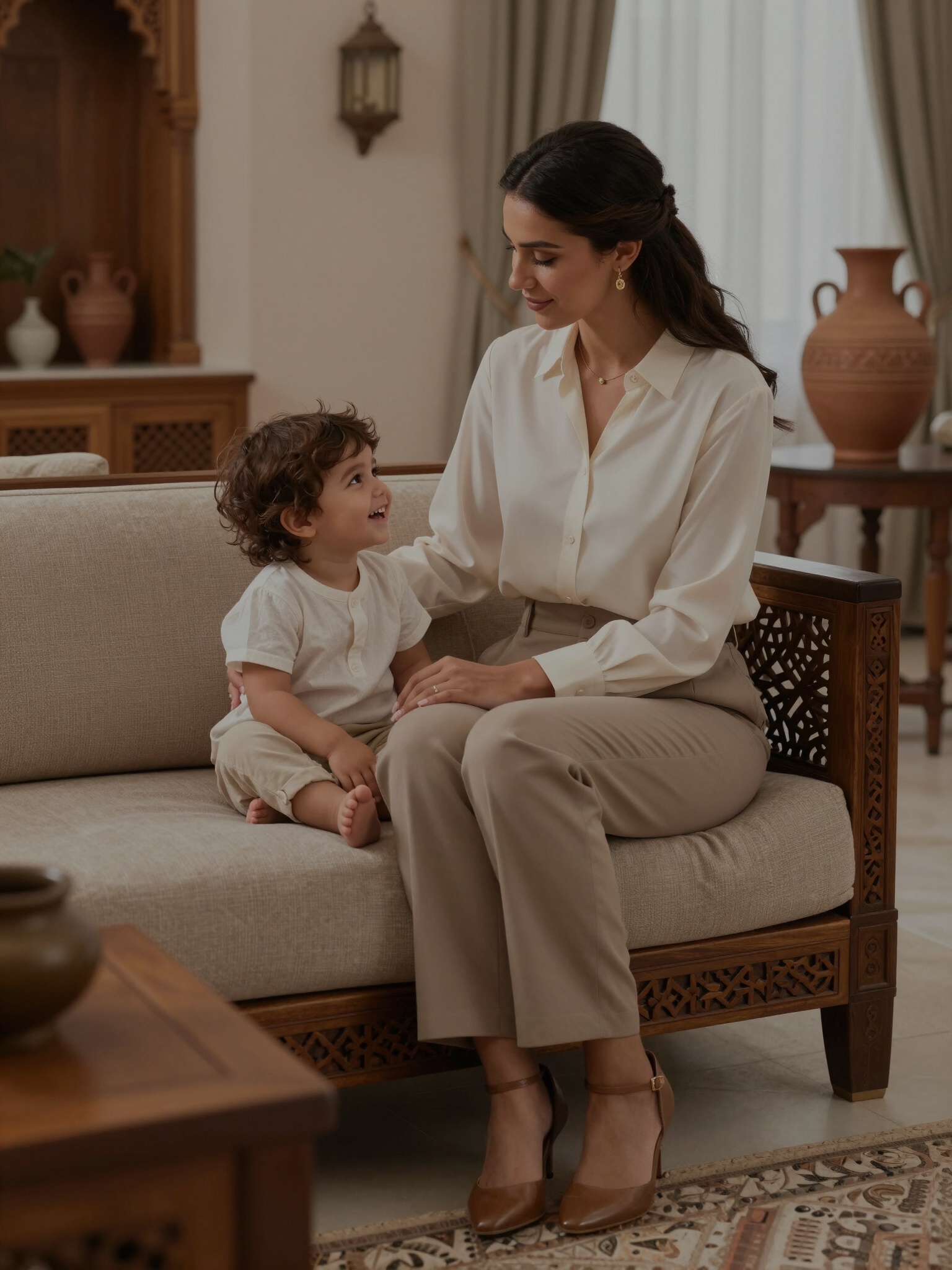 Mère tenant bébé